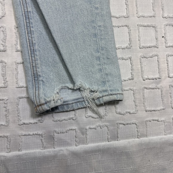 American Eagle Light Wash High Rise Skinny Strigid Mom Jeans sz 0 Distressed Rip - Picture 5 of 12
